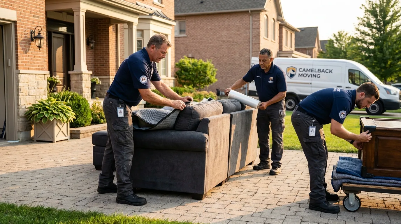Large estate moving crew wrapping furniture in Cave Creek, AZ